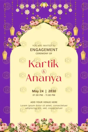 Pink Theme Stylish Wedding Invitation Card Template With Decorative Elements